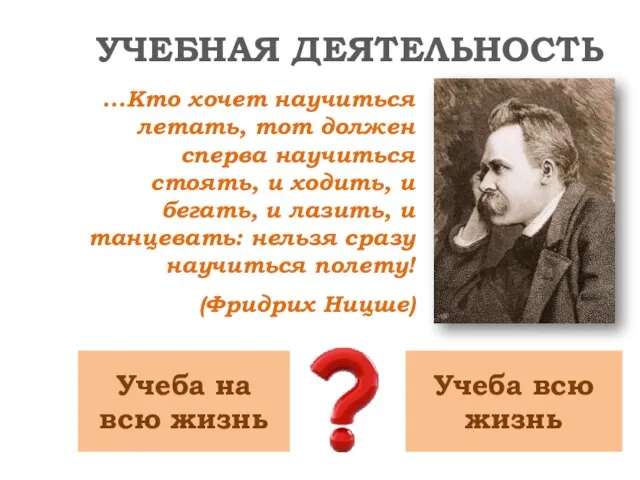 УЧЕБНАЯ ДЕЯТЕЛЬНОСТЬ Учеба на всю жизнь ...Кто хочет научиться летать, тот должен