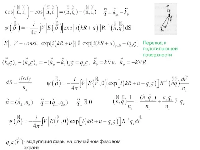 Переход к подстилающей поверхности - модуляция фазы на случайном фазовом экране