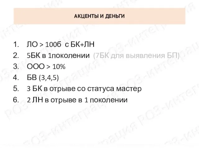 АКЦЕНТЫ И ДЕНЬГИ ЛО > 100б с БК+ЛН 5БК в 1поколении (7БК