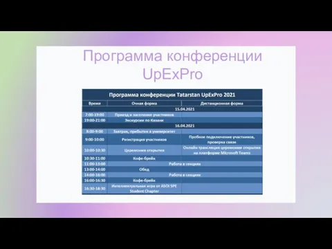 Программа конференции UpExPro