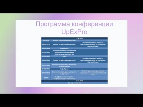 Программа конференции UpExPro