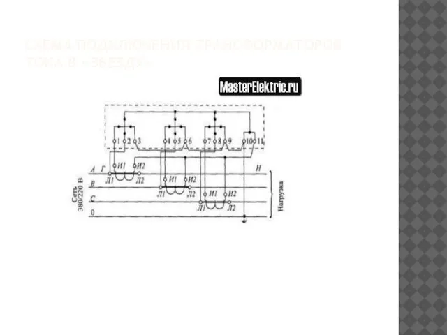 СХЕМА ПОДКЛЮЧЕНИЯ ТРАНСФОРМАТОРОВ ТОКА В «ЗВЕЗДУ»