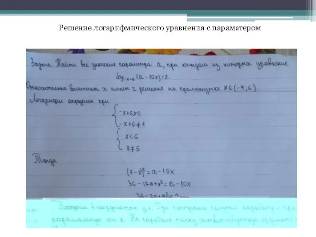 Решение логарифмического уравнения с параматером