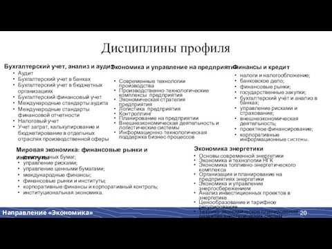 Дисциплины профиля Аудит Бухгалтерский учет в банках Бухгалтерский учет в бюджетных организациях