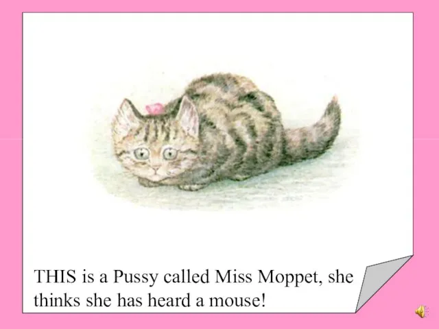 THIS is a Pussy called Miss Moppet, she thinks she has heard a mouse!