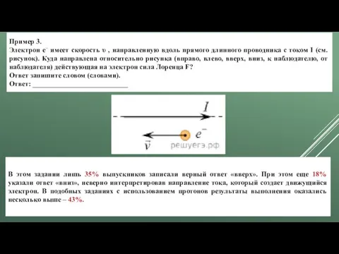 В этом задании лишь 35% выпускников записали верный ответ «вверх». При этом