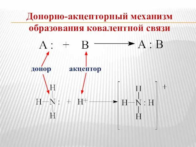 Донорно-акцепторный механизм образования ковалентной связи донор акцептор