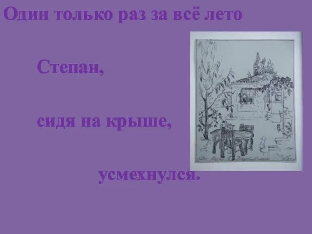 Один только раз за всё лето Степан, сидя на крыше, усмехнулся.