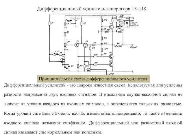 Дифференциальный усилитель генератора Г3-118 Дифференциальный усилитель - это широко известная схема, используемая