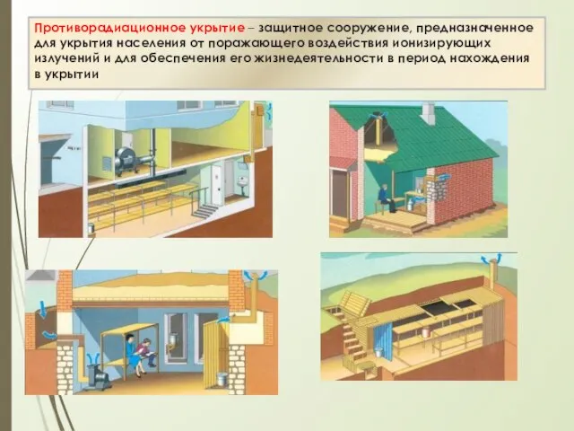 Противорадиационное укрытие – защитное сооружение, предназначенное для укрытия населения от поражающего воздействия