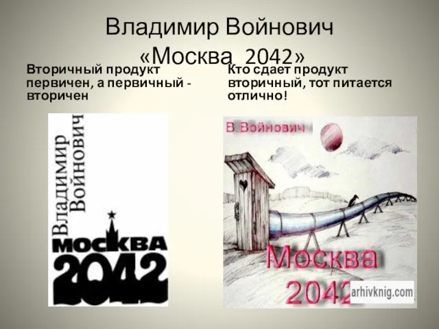 Владимир Войнович «Москва 2042» Вторичный продукт первичен, а первичный - вторичен Кто