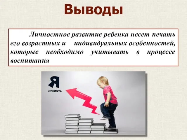 Личностное развитие ребенка несет печать его возрастных и индивидуальных особенностей, которые необходимо