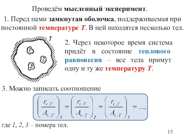 Проведём мысленный эксперимент. 2. Через некоторое время система придёт в состояние теплового