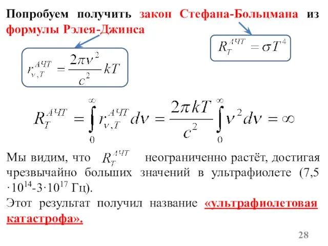 Мы видим, что неограниченно растёт, достигая чрезвычайно больших значений в ультрафиолете (7,5·1014-3·1017