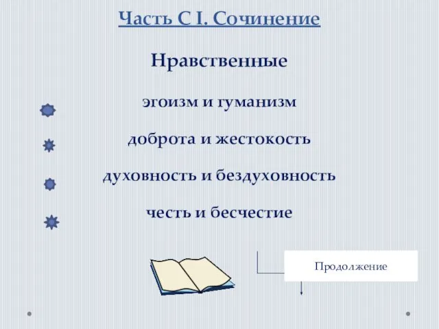 Часть С I. Сочинение Нравственные эгоизм и гуманизм доброта и жестокость духовность