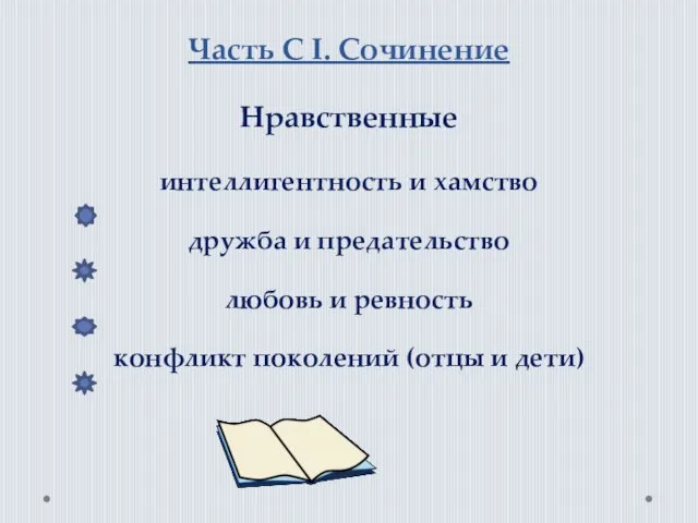 Часть С I. Сочинение Нравственные интеллигентность и хамство дружба и предательство любовь