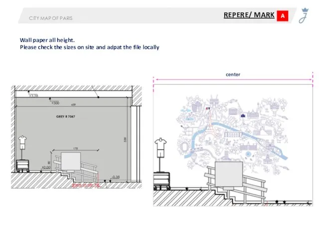 CITY MAP OF PARIS REPERE/ MARK A Wall paper all height. Please