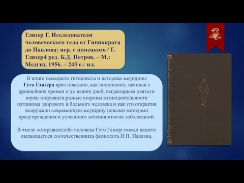 Глязер Г. Исследователи человеческого тела от Гиппократа до Павлова: пер. с немецкого