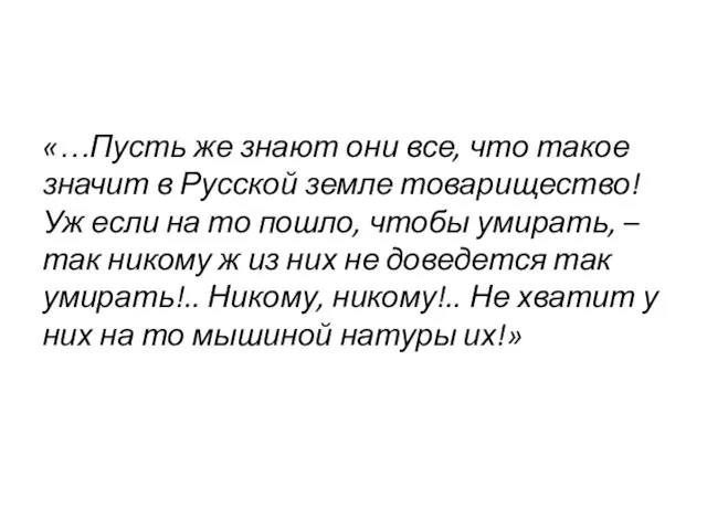 «…Пусть же знают они все, что такое значит в Русской земле товарищество!