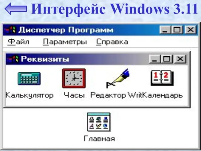 Интерфейс Windows 3.11