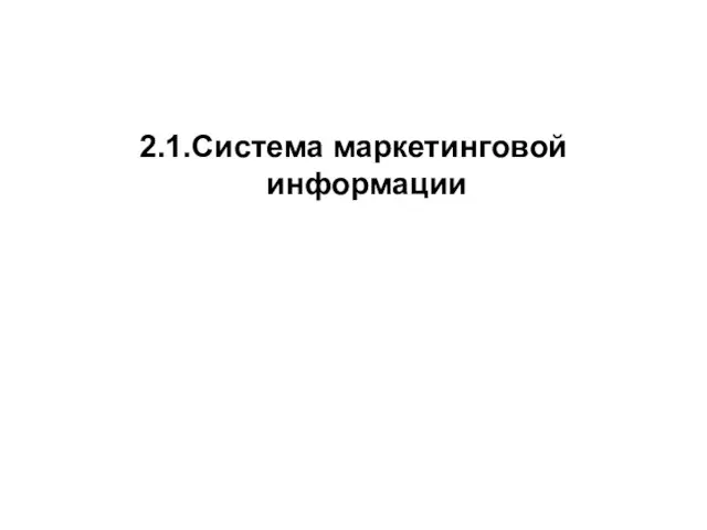 2.1.Система маркетинговой информации