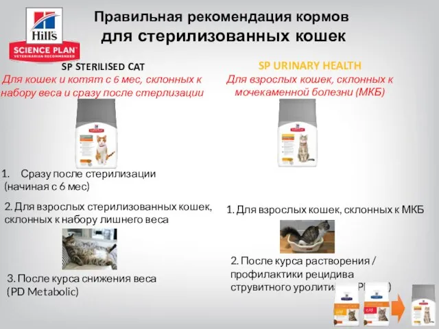 SP STERILISED CAT Для кошек и котят с 6 мес, склонных к