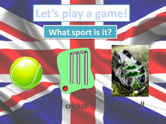 Let’s play a game! What sport is it? tennis cricket football