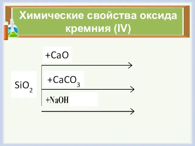 Химические свойства оксида кремния (IV) SiO2 +CaO +CaCO3