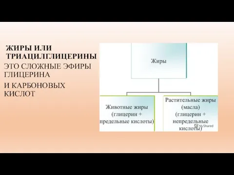 ЖИРЫ ИЛИ ТРИАЦИЛГЛИЦЕРИНЫ ЭТО СЛОЖНЫЕ ЭФИРЫ ГЛИЦЕРИНА И КАРБОНОВЫХ КИСЛОТ