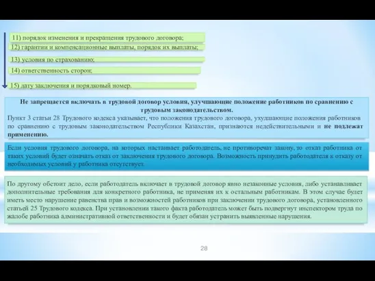 12) гарантии и компенсационные выплаты, порядок их выплаты; 11) порядок изменения и