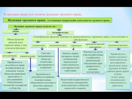 В трудовом праве есть понятие функции трудового права. . Функции трудового права