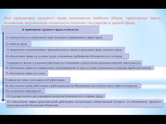 Под принципами трудового права понимаются наиболее общие, характерные черты, положения, выражающие социальную