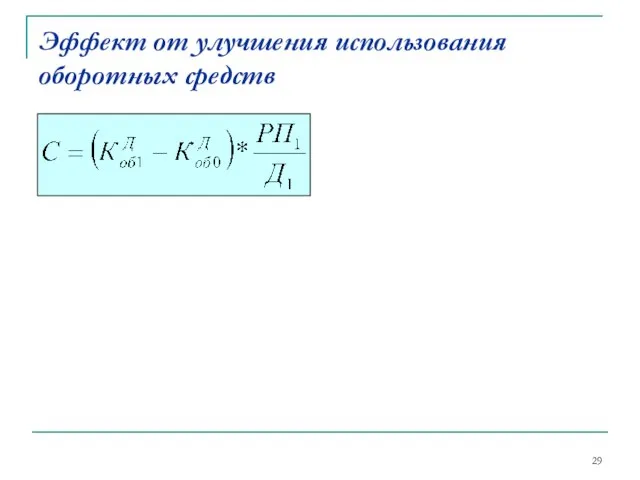 Эффект от улучшения использования оборотных средств