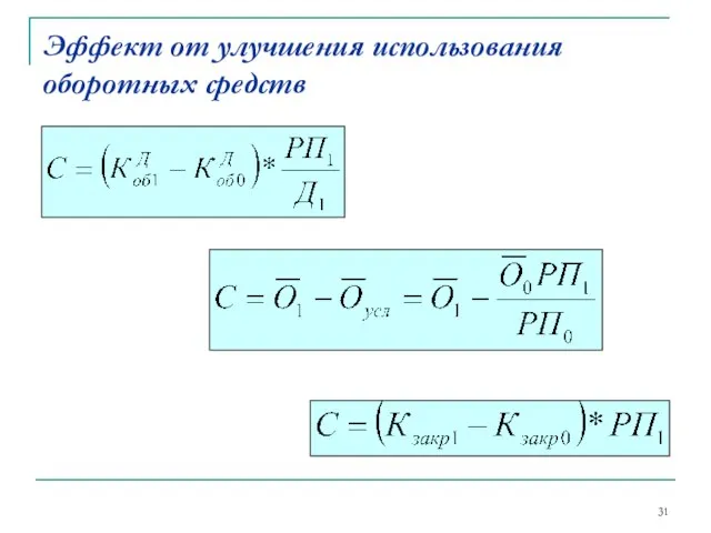 Эффект от улучшения использования оборотных средств