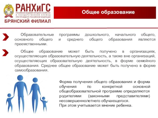 Общее образование Образовательные программы дошкольного, начального общего, основного общего и среднего общего