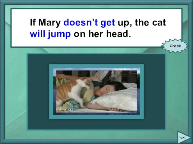 If Mary (not to get up), the cat (to jump) on her