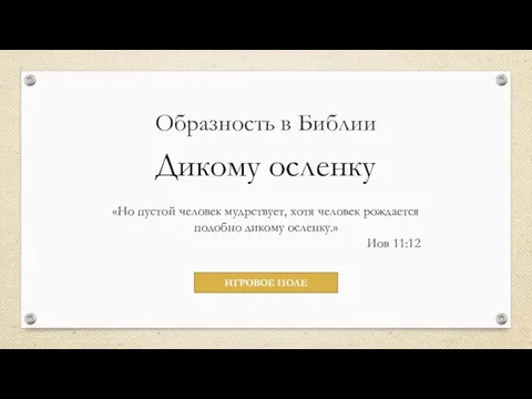 Образность в Библии Дикому осленку «Но пустой человек мудрствует, хотя человек рождается