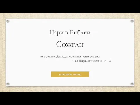 Цари в Библии Сожгли «и повелел Давид, и сожжены они огнем.» 1-ая Паралипоменон 14:12