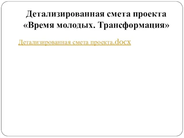 Детализированная смета проекта «Время молодых. Трансформация» Детализированная смета проекта.docx