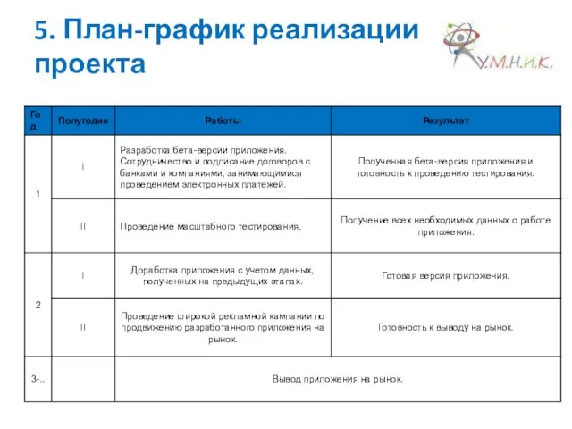 5. План-график реализации проекта