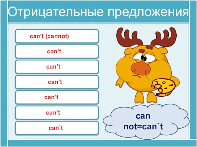 Отрицательные предложения can not=can`t