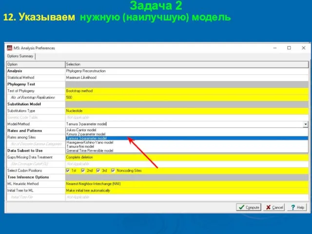 Задача 2 12. Указываем нужную (наилучшую) модель
