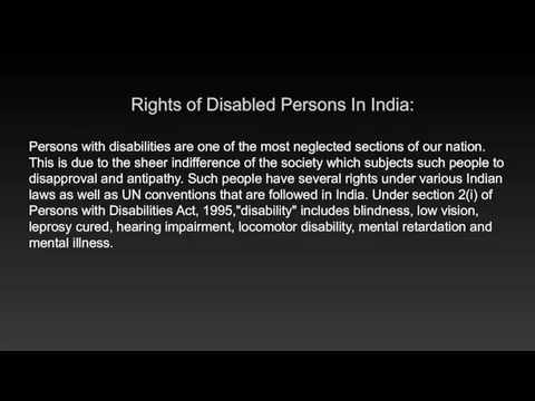 Rights of Disabled Persons In India: Persons with disabilities are one of