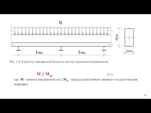 Рис. 5.4. К расчету неразрезной балки по методу предельного равновесия M ≤