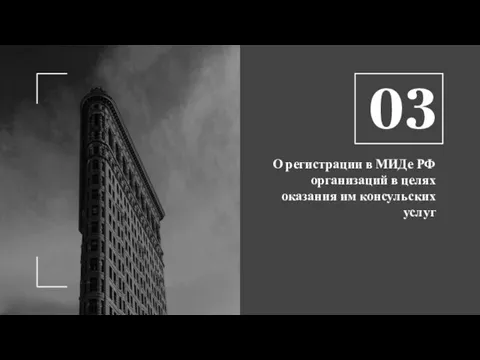 О регистрации в МИДе РФ организаций в целях оказания им консульских услуг 03