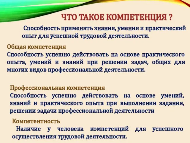 Способность применять знания, умения и практический опыт для успешной трудовой деятельности. Общая