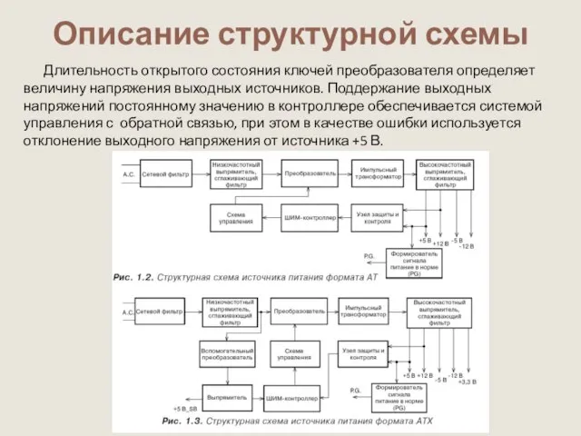 Описание структурной схемы Длительность открытого состояния ключей преобразователя определяет величину напряжения выходных