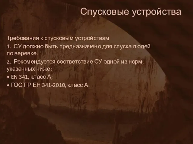 Спусковые устройства Требования к спусковым устройствам 1. СУ должно быть предназначено для