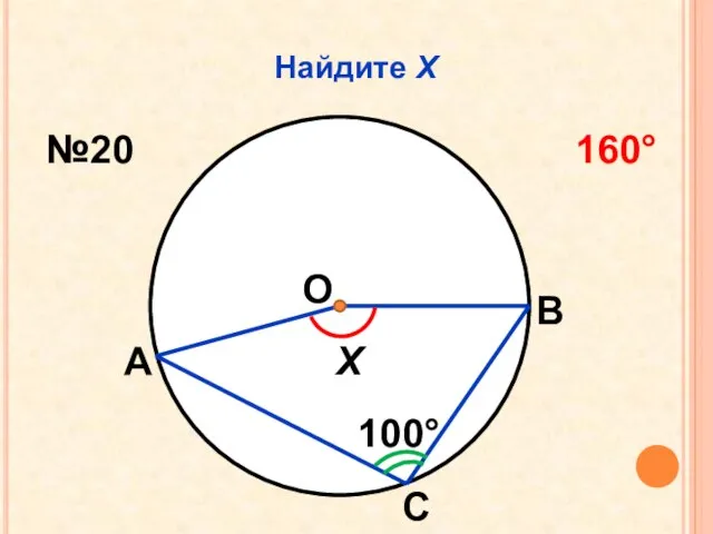 Найдите Х О 100° Х А В С №20 160°