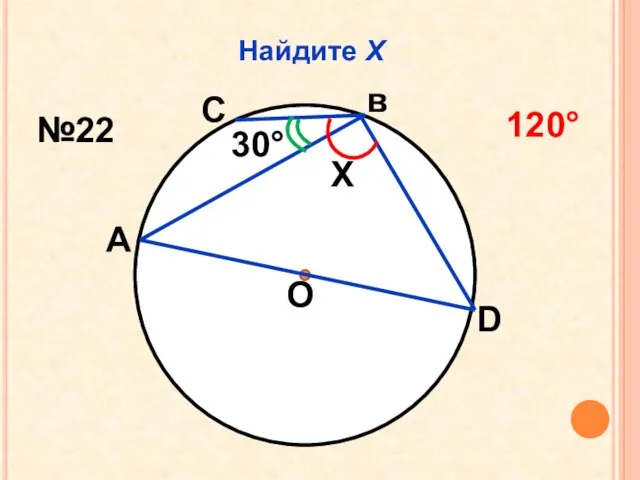 Найдите Х О 30° Х А С в D №22 120°